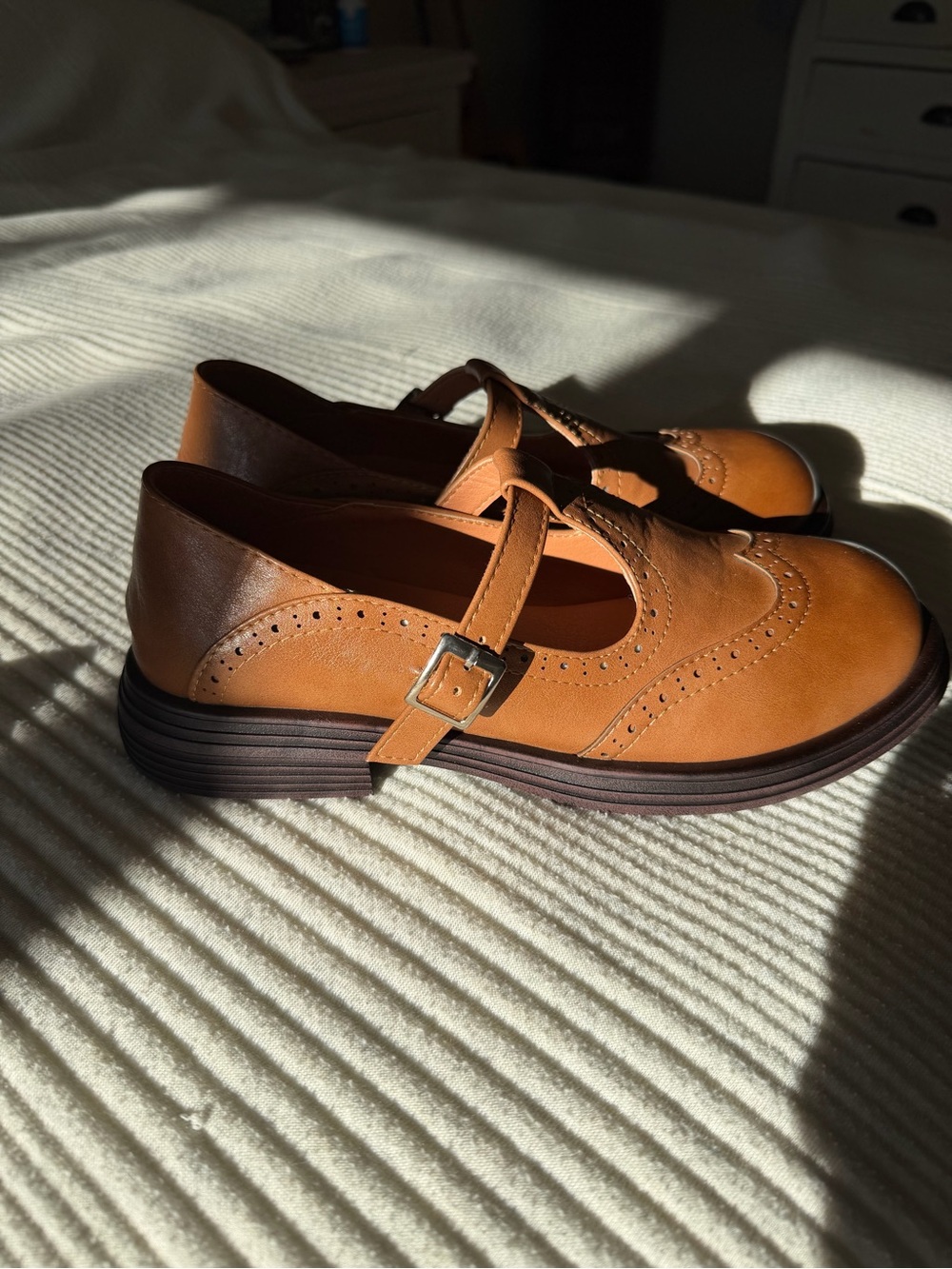 Allen and More never worn Women’s Tan Mary Jane Brogue Loafers